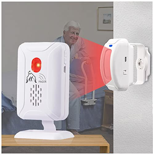 Upgraded Version Bed Sensor Alarm and Fall Prevention for Elderly/Dementia and More,Caregiver Pager Motion Sensor Alarm with 5 Volume Level,Bed Alarm for Elderly Adults Wireless