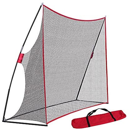 JARAGAR Large Golf Net, 10Ft x 7Ft Practice Net with Carry Bag for Indoor and Outdoor Golf Hitting Training (Red)
