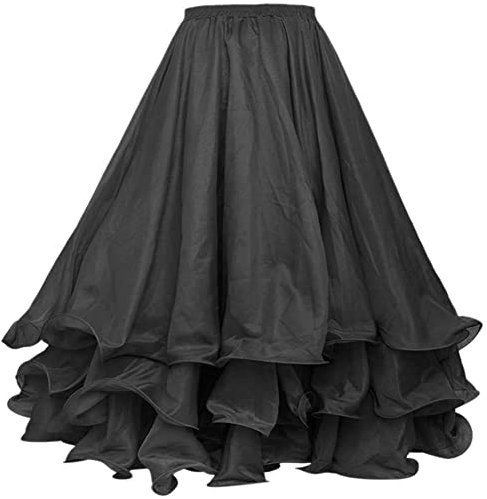 Leemiman Damen-Bauchtanzrock, 3-lagig, Chiffon, Bühnenleistung, orientalisch, 12 Meter, Schwarz , Einheitsgröße