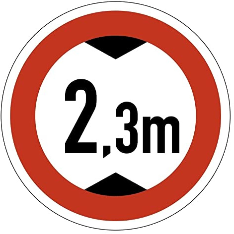 Aufkleber Verkehrszeichen Durchfahrtshöhe 2,3m Fahrzeuge StVO Schild Folie | Ø5-30cm Made in Germany, Größe: Ø30 cm