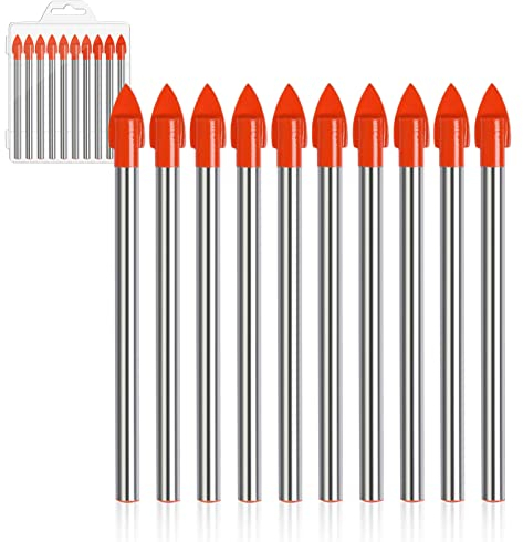 10 Piezas Juego de 6mm Brocas Porcelanico Profesional, Brocas de Taladro de Perforación de Vidrio Broca de Azulejo con Recubrimiento para Azulejos, Cerámica, Vidrio y Espejos