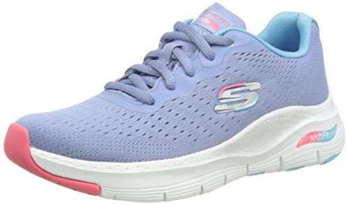 Skechers Arch Fit Infinity Cool, Zapatillas Mujer, Blue Mesh/Aqua Hot Pink Trim, 38 EU