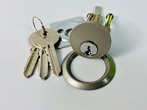EUROART Replacement Rim Cylinder Set, Security Rim Cylinder Door Lock Night Latch in Matt Satin Chrome Finish Dimensions 77X33X33mm
