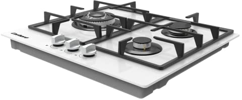 Corberó - Encimera de Gas Butano | CPCGM3F3122W | 6,05 Kw | 3 Fuegos | Autoencendido | Seguridad Corte de Gas | Desconexión Automática | Hierro Fundido | Kit de conversión a gas natural | Blanco