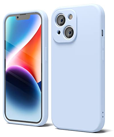 oakxco für iPhone 14 Plus Hülle Silikon Case mit Kameraschutz, Ultra Dünn Bunt Handyhülle Mädchen, Einfarbig Handy Hülle Slim Schutzhülle, Matt TPU Weich Gummi Glatt Silikonhülle Bumper, Hellblau