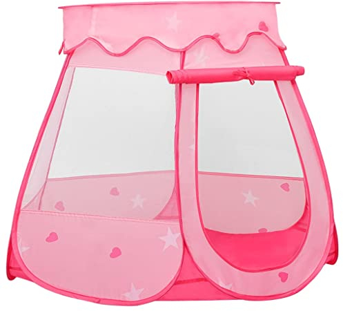 vidaXL Kinder Spielzelt Bällebad Kinderzelt Babyzelt Spielhaus Zelt mit Tragetasche Netzdesign für Indoor Outdoor Rosa 102x102x82cm