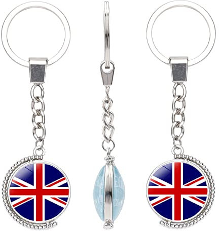 Bodmind Schlüsselanhänger Keyring Flagge,Doppelseitig Rotierender Mond Union Jack Flagge Art Auto Tasche Brieftasche Ornamente Handwerk Zubehör Für Dekoration Cabochon Anhänger Hängende Geschenke S