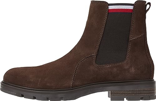Tommy Hilfiger Stivali Bassi Uomo Corporate Suede Chelsea Pelle Scamosciata