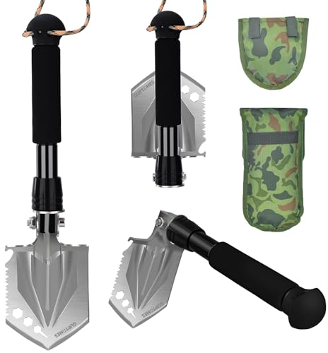 GUPTOMES Pala de Camping Multifuncional Gadgets de Camping Pala de Jardín Equipo de Supervivencia para Exterior Mochila Camper Accesorios Coche Rescate de Emergencia