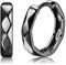 KRFY Creolen Silber 925 für Herren Damen Klein Leichter Ohrringe Creolen Rhombus Förmigen Schneiden Textur Hochglanzpoliertes Schwarzes Ohrringe Herren Damen Innendurchmesser 15MM