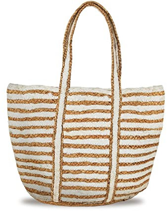 Banzaii sac de paille pour femme, sac à bandoulière coloré, sac d’été, sac de plage entièrement fait à la main Myconos Blanc