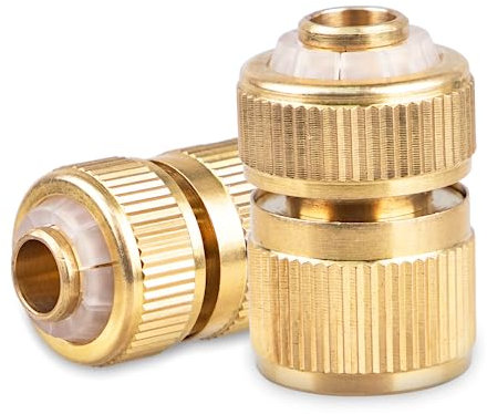 Niaetuto 2pcs Raccord Tuyau d'arrosage Laiton,Raccord Tuyau Arrosage 1/2 (13mm),Connecteur de Tuyau en Laiton,Adaptateur Tuyau Arrosage pour Tuyaux d'arrosage,Arroseur de Pelouse