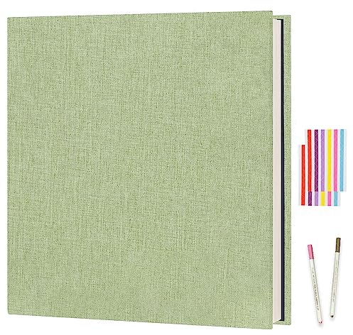 Boic Selbstklebende 10x15 Fotoalbum Einkleben und zum Selbstgestalten, Leinen Photoalbum mit 40 Weißen Seiten, Hochzeit Jahrestag Geburtstag Geschenke, Grün (27x28cm)