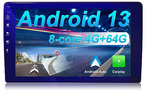 DDKUS 9 pollici Touchscreen Auto Stereo GPS Navigation, Android 13 8 Core 4GB RAM 64GB ROM Multi Colorful Radio Supporto CarPlay e Android Auto, Dab + WiFi RDS OBD2 4G