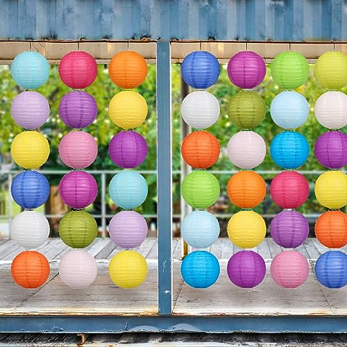 Encham 20 Stück Bunte Papierlaternen 15CM Lampions Rund Papier Laternen Lampenschirme für Feiertagen Hochzeit Halloween Weihnachten Party Geburtstage Gartenparty Babyparty Deko Innen und Außen