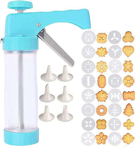 Presses à Biscuits, Pistolet à Pâtisserie, Presse à Biscuits Machine, Kit Pistolet Presse à Biscuits, avec 16 Disques et 6 Buses Glaçage, pour Débutants, Professionnels Font des Biscuits
