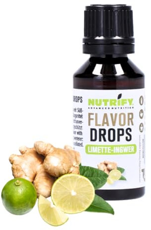 NUTRIFY Flavor Drops Lime Zenzero 30 ml, gocce aromatiche senza calorie, più sapore in alimenti e bevande, senza zucchero, senza grassi, vegano, senza coloranti artificiali, aroma
