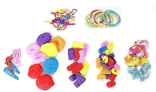 Multicolor Elastic Hair Bands Coloured, 50 Plus Pcs Small Hair Bands with Tail Hair Tool Hair Elastics Cutter, Mini Rubber Hair Ties for Baby Girls Women