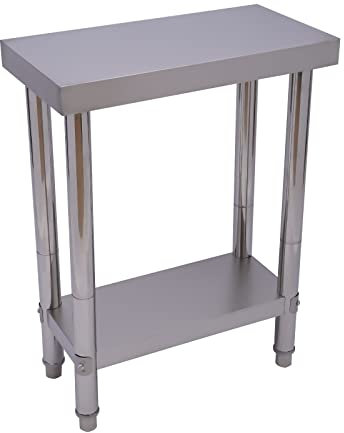 lousriyy Arbeitstisch Küche Vorbereitung Schwerlast-Catering Tisch 2 Schichten Edelstahltisch Edelstahl Vorbereiten-Arbeiten 300kg Tragfähigkeit Kommerzieller Küchentisch, 60 * 30 * 85cm