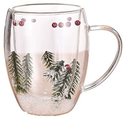 Teebecher Set, 350ml Trockenblumen Cappuccino Tasse, doppelwandige Espressotasse mit Griff, Verbrühungssichere Trockenblumen-Tasse, Gala-Teetasse, isolierte Tassen multifo