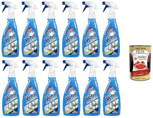 12x Vetril – Oberflächenreinigungsspray mit Ammoniak, entfettende Wirkung und Glanz ohne Spuren, 650 ml+ Italian Gourmet polpa 400g