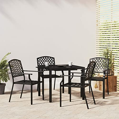 Gecheer 5-TLG.Garten Essgruppe Gartenmöbel Set,Sitzgruppe Esstisch mit Stuhl,Terassenmöbel,Gartengarnitur für Garten Terrasse Anthrazit Stahl-1842
