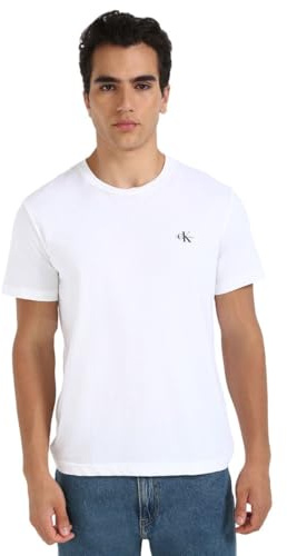 Calvin Klein Herren 2er Pack T-Shirts Kurzarm Monologo aus Baumwolle, Mehrfarbig (India Ink/Bright White), XXL