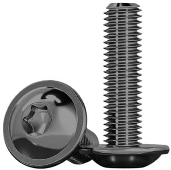 Drenky Tornillos Torx 20 Piezas, M4x25mm Tornillo De Cabeza Alomada Con Brida ISO 7380-2 Tornillos Acero Inoxidable Negro A2 V2A Tornillos Torx Con Brida, Tornillos Roscados Totalmente
