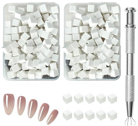VEGCOO Lot de 200 Éponge Ongle pour Nail Art, Avec Pince Métallique, Pinceau Nail Art Ongles Accessoire, Utilisé pour Vréer une Variété de Motifs D'art de L'ongle Dégradés