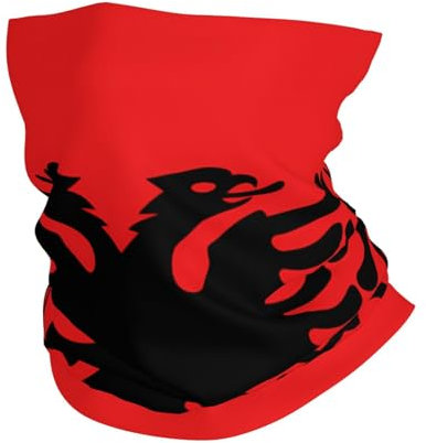 Multifunktionales Sport-Kopftuch. Kann als Schal, Maske, Piratenhut, Halstuch, Haarband, Stirnband mit albanischer Flagge verwendet werden, weiß, Einheitsgröße