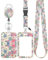 Uniclife Porte Badge Tour de Cou Coulissant Floral Coloré Étui en Plastique de Fleur avec Clip de Mousqueton de Bobine de Badge Rétractable Sangle Longe Détachable Porte Carte Verticale Dure