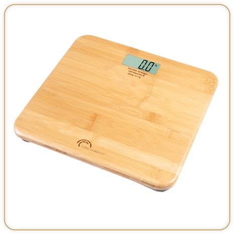 LITTLE BALANCE 8745 Little Tortue Bambou USB-C, Pèse-personne sans pile, Rechargeable USB-C, Réparable, 150 kg, Bambou