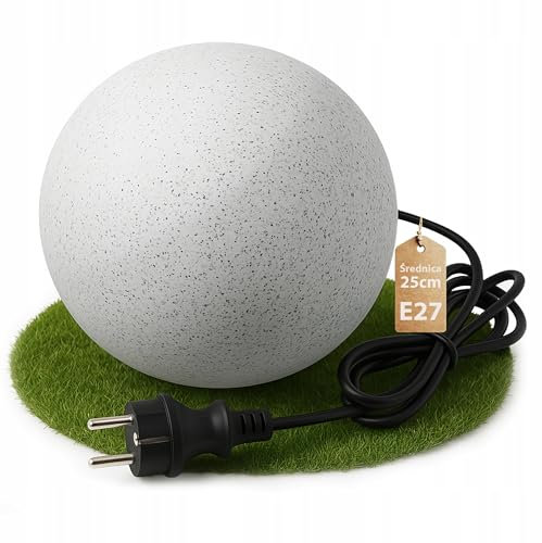 SMART LED Stone IP65 Kugelleuchte für Garten - 25 cm Kugel Außenleuchte Naturstein Optik - E27 230V - winterfest - Erdspieße (Ø 25 cm)