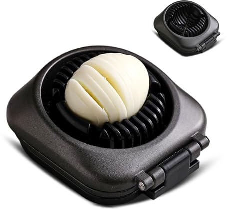 Premium Eierschneider Edelstahl, 2 in 1 Eierschneider, Grau | Spülmaschinenfest, Edelstahl Schneidedraht Eierteiler, Profi Schneider für Eier, Mozzarella, Pilze, Tomaten, Erdbeeren