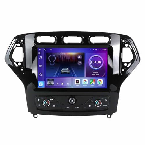 BOJONTN 9 Zoll Android 14 Touchscreen Bildschirm Autoradio 2 Din für Ford Mondeo MK4 2007-2014 mit Kabellosem Carplay Bluetooth GPS Navi Lenkradsteuerung Rückfahrkamera(F1 (2+32G))