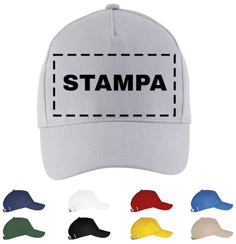 Cappello Premium Personalizzato con Ricamo e Stampa, 100% Cotone, 260g, Regolabile con Fibbia Metallica, 5 Pannelli