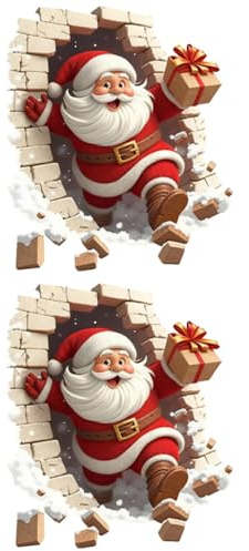 Wandtattoo Weihnachtens | 3D-Weihnachts-Ziegelstein-Wand-Durchbruch-Aufkleber | Weihnachtsmann-Wandaufkleber, Weihnachts WC Aufkleber Dekoration für Weihnachtsfeier Küche Wohnzimmer Badezimmer