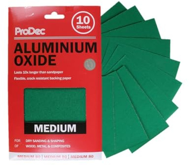 ProDec 10 Sheets Medium Grade Aluminium Oxide Abrasive Sanding Paper | for Sanding Wood, Paint, Plaster, Filler, Metal and More, 9 x 5.5,230x140mm Sandpaper Compatible with Machine Sanders