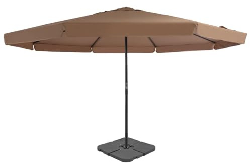 Parasol de jardín con soporte de sombrilla portátil, color topo para balcón, piscina, terraza