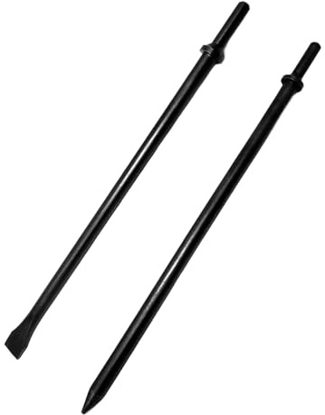 Lot de 2 burins pneumatiques à froid en acier de 35,6 cm de long avec col rond pour démolition de béton pour marteau perforateur