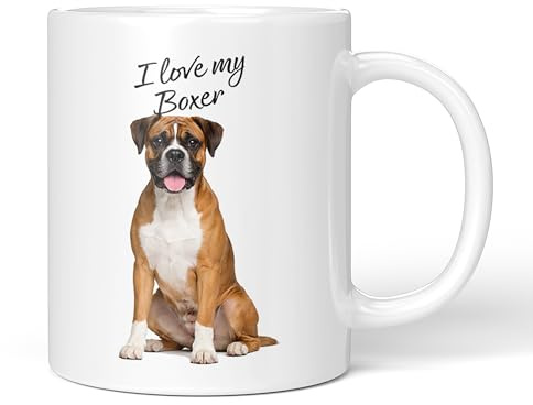 Party People Boxer Mug - 11oz Ceramic Coffee or Tea Cup for Dog Lovers, Christmas, Birthday, Secret Santa, Mother’s Day or Father’s Day Gift 0034