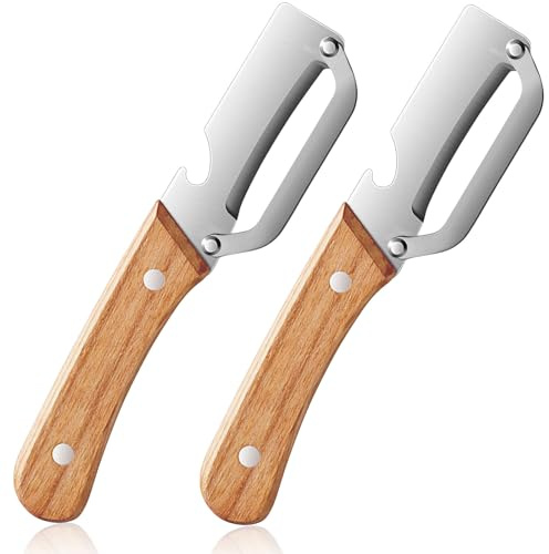 Vegetable Peeler Set of 2 with Bottle Opener, Stainless Steel Potato Peeler, Sharp Straight Blade Fruit & Veg Peeler, 2-in-1 Kitchen Tool for Potatoes, Carrots, Apples (2 Regular)