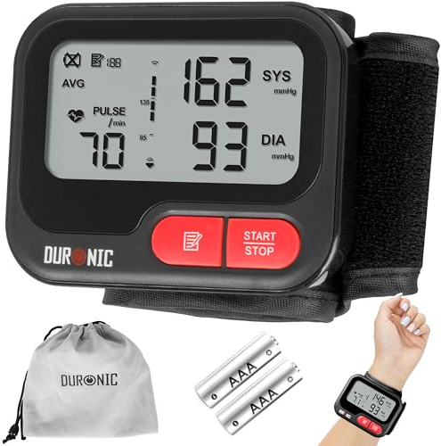 Duronic Wrist Blood Pressure Monitors BPM65 BK CE Approved Monitor Automatic Blood Pressure Machine Wrist BP Monitor Cuff Certified Medical Device for Home Use