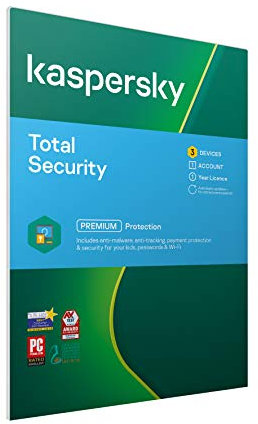 Kaspersky Total Security 2021 | 3 Devices | 1 Year | Antivirus, Secure VPN and Password Manager Included | PC/Mac/Android | UK Activation Code by Post