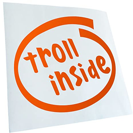 Kiwistar - Autoaufkleber - Orange - 11x10cm troll inside - Heckscheibe Auto Aufkleber wetterfest für Kfz LKW Mofa Truck - Sticker außen selbstklebend Tuning Zubehör für Fenster Fahrzeug Scheibe