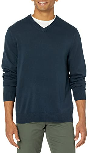 Amazon Essentials Men's V-Neck Pullover Jumper (Available in Big & Tall), Navy, L