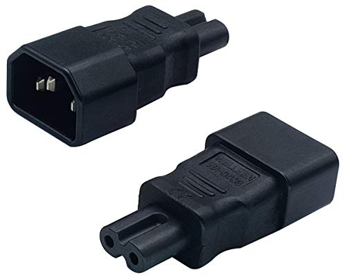 AAOTOKK CA IEC 320 C14 a C7 Adaptador,10A 125V IEC 3 Polos Macho a 2 Polos Hembra Figura 8 Adaptador de Corriente, Convertidor de CA IEC C7 a C14 Adaptador Polarizado para TV LED, etc.(2 Unidades)