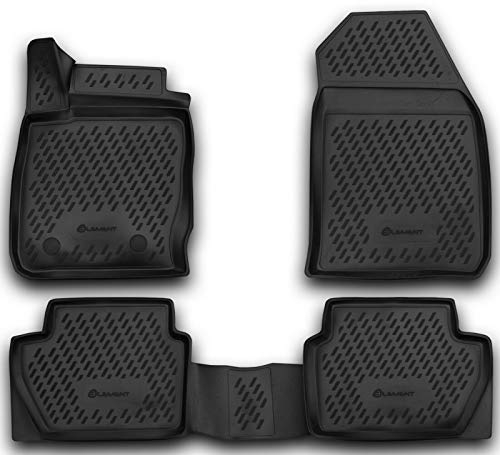 Element Passgenaue Premium 3D Gummimatten Fussmatten passend für Ford Fiesta, Mk6 VI, 2008-2019, 4 tg, Schwarz