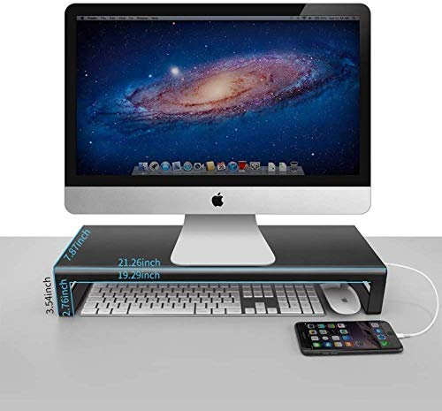 Monitor Stand Computer Riser Support Laptop Desk Stand Aluminum Transfer Wireless Data Charging Office Table Organizer USB 3.0 (No USB Hub)