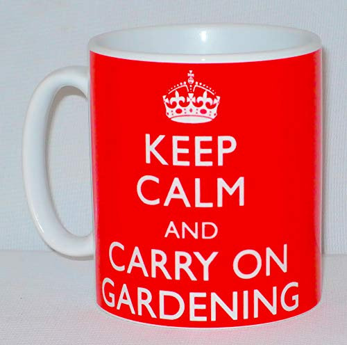 Keep Calm and Carry On Gardening Ceramic Mug Funny Novelty Gift
